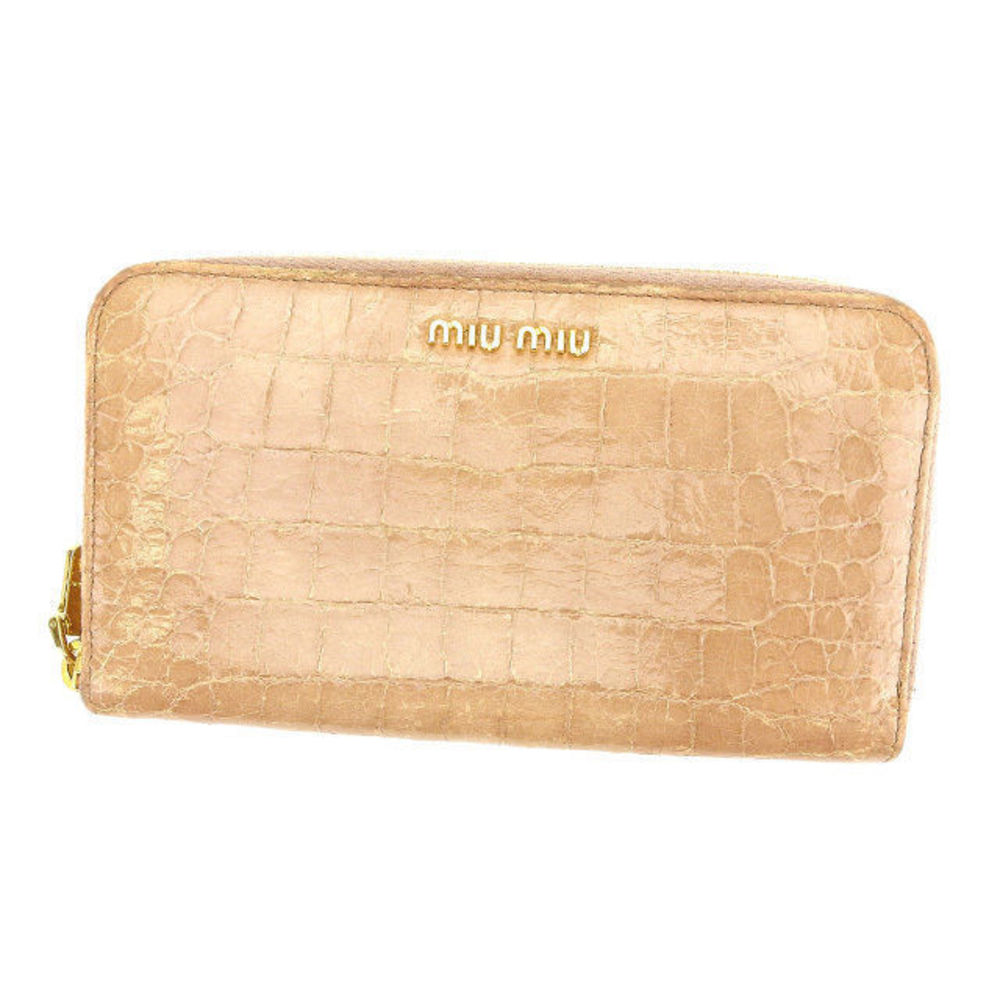 Miu Miu long wallet crocodile beige pink